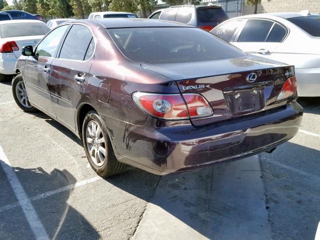 JTHBA30G645025724 - 2004 LEXUS ES 330 BURGUNDY photo 3