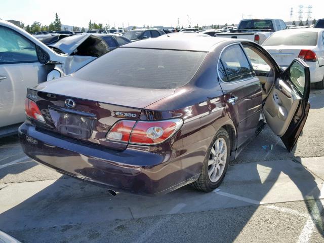 JTHBA30G645025724 - 2004 LEXUS ES 330 BURGUNDY photo 4