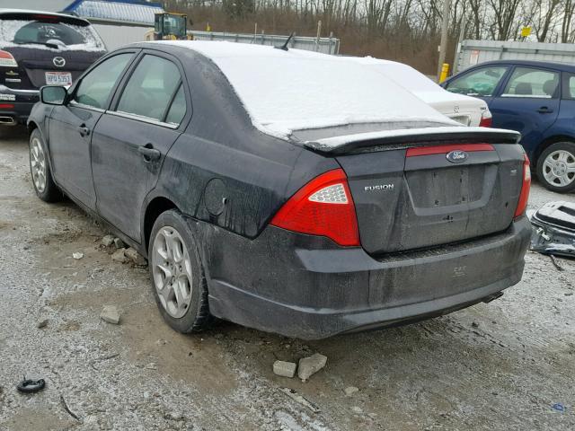 3FAHP0HA8AR156595 - 2010 FORD FUSION S BLACK photo 3