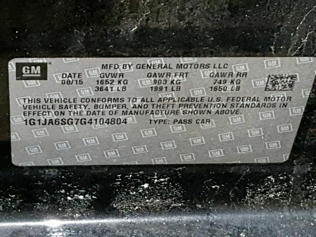 1G1JA6SG7G4104804 - 2016 CHEVROLET SONIC LS 黑色 照片 10