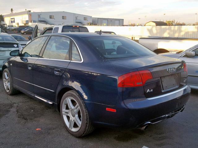 WAUAF78E08A084223 - 2008 AUDI A4 2.0T BLUE photo 3