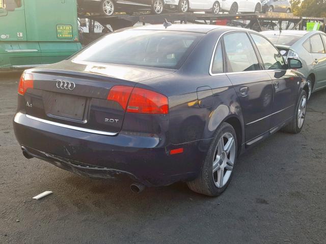 WAUAF78E08A084223 - 2008 AUDI A4 2.0T BLUE photo 4