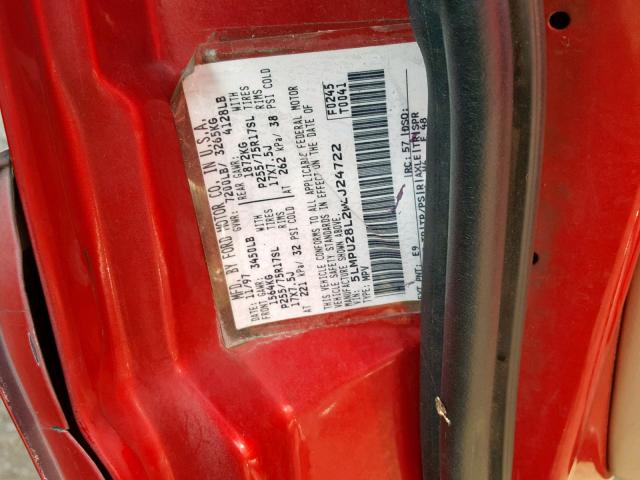 5LMPU28L2WLJ24722 - 1998 LINCOLN NAVIGATOR 红色 照片 10