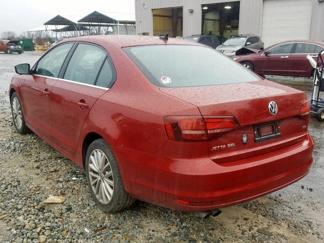 3VWL07AJ5GM311022 - 2016 VOLKSWAGEN JETTA SEL MAROON photo 3