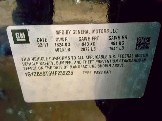 1G1ZB5ST6HF235235 - 2017 CHEVROLET MALIBU LS BLUE photo 10