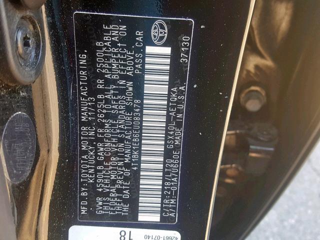 4T1BK1EB6EU083478 - 2014 TOYOTA AVALON BAS BLACK photo 10