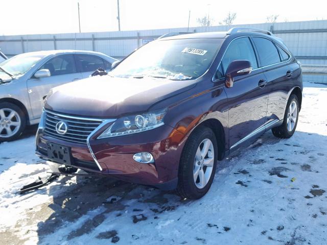 2T2BK1BA5FC284220 - 2015 LEXUS RX 350 BURGUNDY photo 2