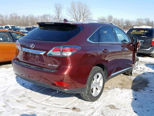 2T2BK1BA5FC284220 - 2015 LEXUS RX 350 BURGUNDY photo 4