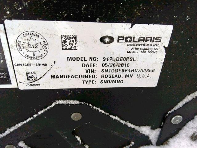 SN1DDE8P1HC702856 - 2017 POLA SNOWMOBILE BLACK photo 9