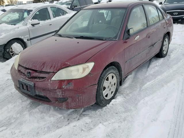 2HGES16484H906514 - 2004 HONDA CIVIC DX BURGUNDY photo 2