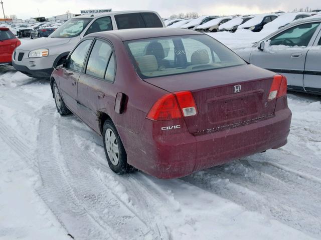 2HGES16484H906514 - 2004 HONDA CIVIC DX BURGUNDY photo 3