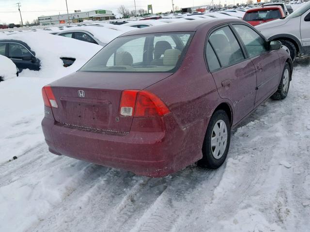 2HGES16484H906514 - 2004 HONDA CIVIC DX BURGUNDY photo 4