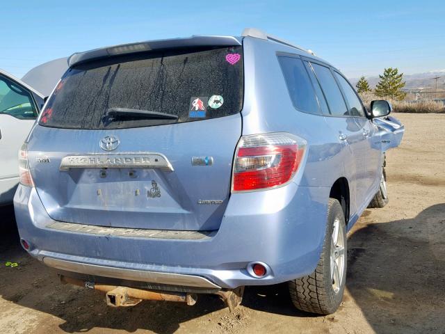 JTEEW44A982001996 - 2008 TOYOTA HIGHLANDER BLUE photo 4