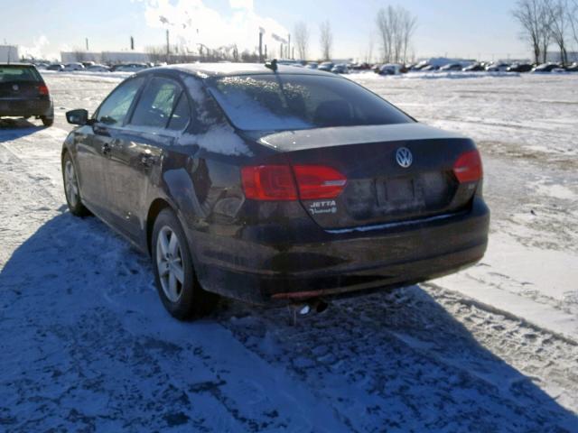 3VWLX7AJ0BM075416 - 2011 VOLKSWAGEN JETTA SEL BLACK photo 3