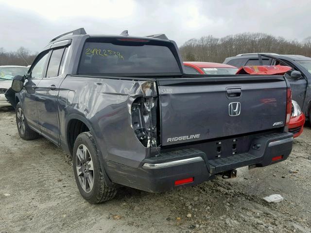 5FPYK3F57HB013611 - 2017 HONDA RIDGELINE GRAY photo 3