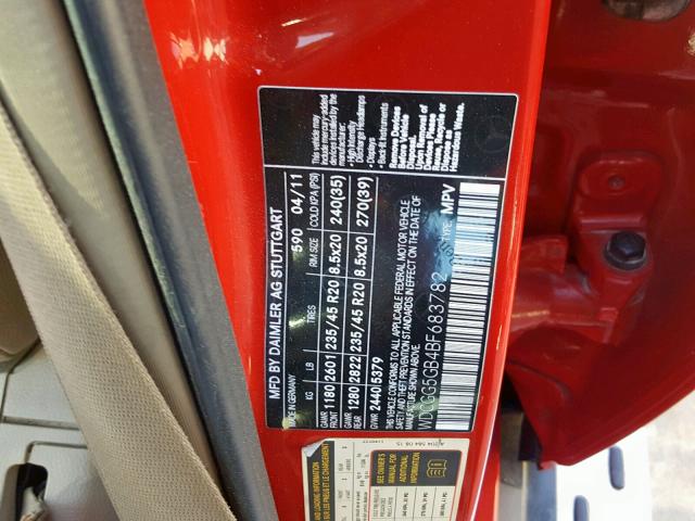 WDCGG5GB4BF683782 - 2011 MERCEDES-BENZ GLK 350 RED photo 10