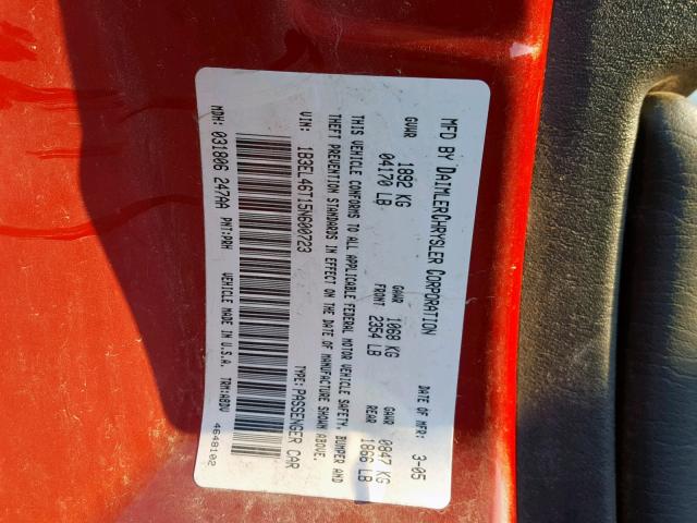 1B3EL46T15N600723 - 2005 DODGE STRATUS SX RED photo 10