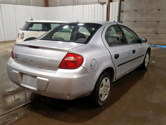 1B3ES26C14D624581 - 2004 DODGE NEON BASE SILVER photo 4