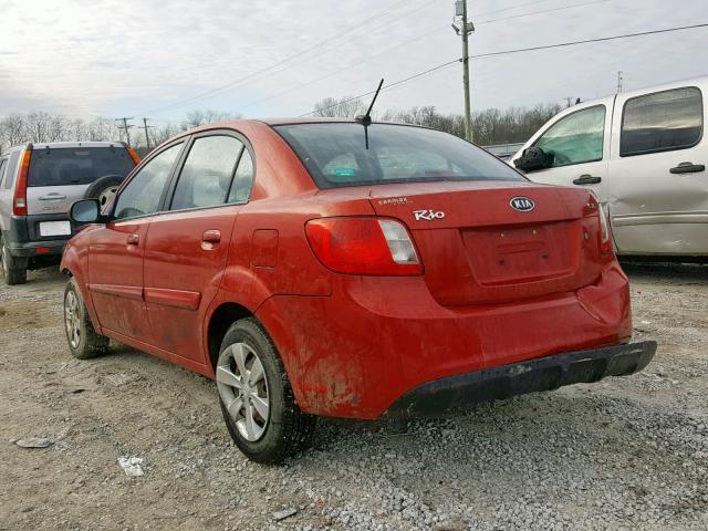 KNADH4A33A6687657 - 2010 KIA RIO LX RED photo 3