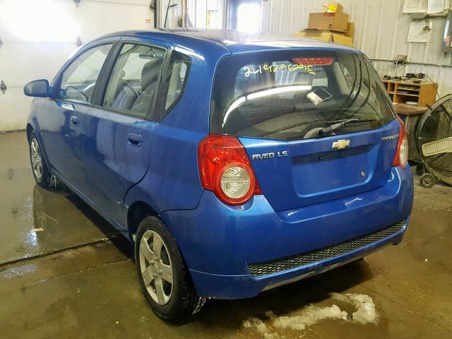 KL1TD66E69B635921 - 2009 CHEVROLET AVEO LS BLUE photo 3