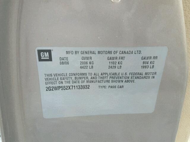 2G2WP552X71133932 - 2007 PONTIAC GRAND PRIX BROWN photo 10