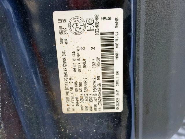 1D7HW28N35S350186 - 2005 DODGE DAKOTA QUA BLUE photo 10