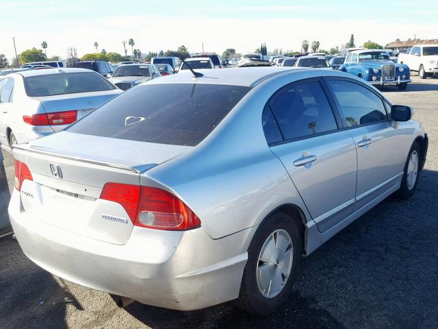 JHMFA36267S017951 - 2007 HONDA CIVIC HYBR SILVER photo 4