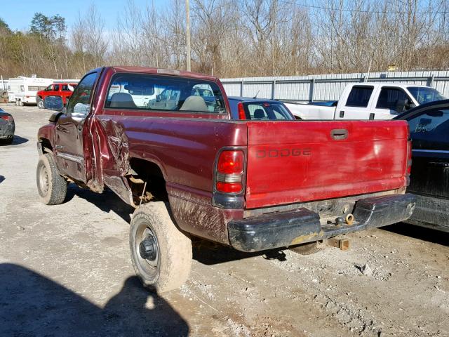 3B7KF26Z52M249709 - 2002 DODGE RAM 2500 MAROON photo 3