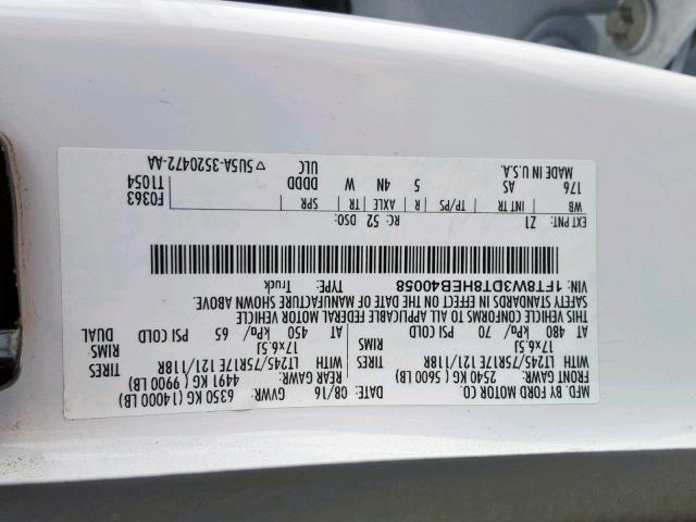 1FT8W3DT8HEB40058 - 2017 FORD F350 SUPER WHITE photo 10