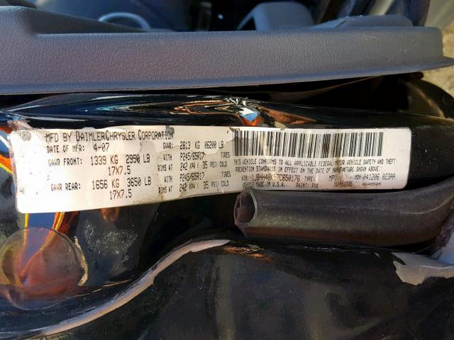 1J8HH48K57C650176 - 2007 JEEP COMMANDER BLACK photo 10