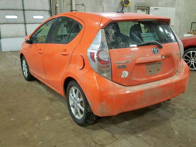 JTDKDTB3XC1005145 - 2012 TOYOTA PRIUS C ORANGE photo 3