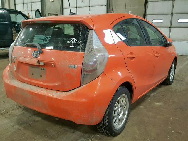 JTDKDTB3XC1005145 - 2012 TOYOTA PRIUS C ORANGE photo 4