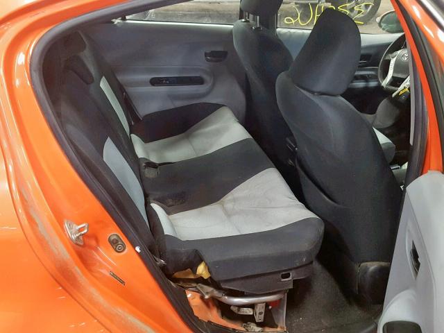 JTDKDTB3XC1005145 - 2012 TOYOTA PRIUS C ORANGE photo 6