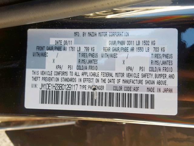 JM1DE1HZ8B0129117 - 2011 MAZDA MAZDA2 黑色 照片 10