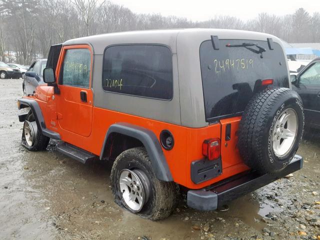 1J4FA44S15P367315 - 2005 JEEP WRANGLER / ORANGE photo 3