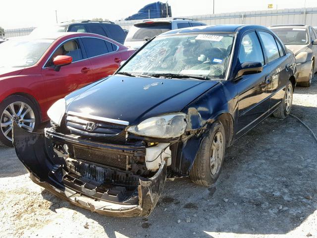 1HGES16532L065646 - 2002 HONDA CIVIC LX BLACK photo 2