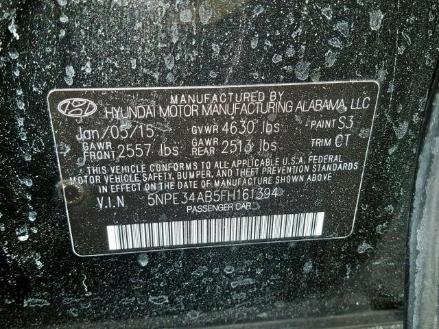 5NPE34AB5FH161394 - 2015 HYUNDAI SONATA SPO BLACK photo 10