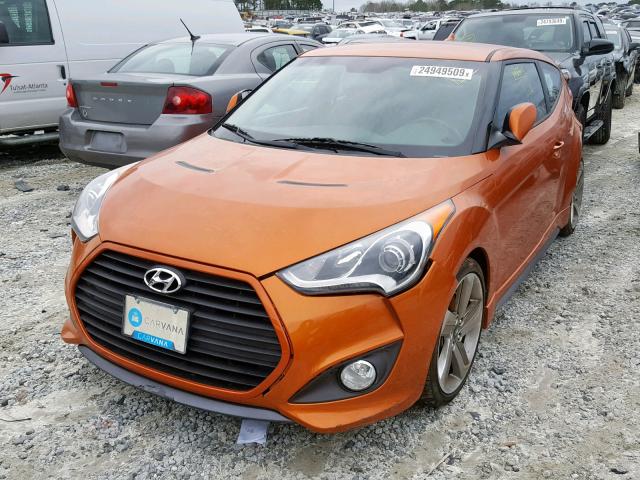 KMHTC6AEXEU193514 - 2014 HYUNDAI VELOSTER T ORANGE photo 2