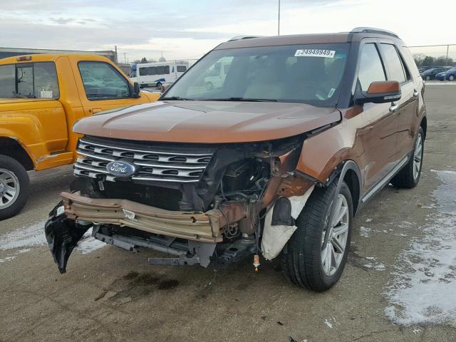 1FM5K7F87HGA35297 - 2017 FORD EXPLORER L BROWN photo 2