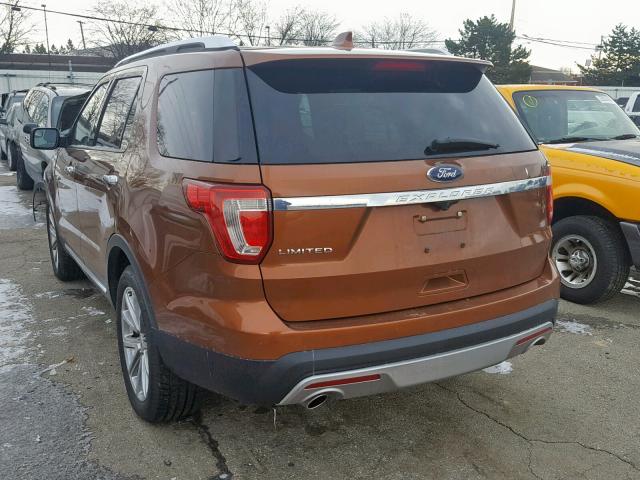 1FM5K7F87HGA35297 - 2017 FORD EXPLORER L BROWN photo 3