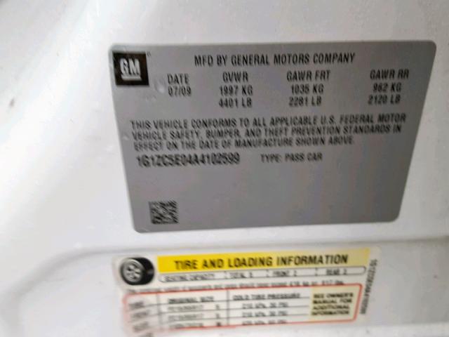 1G1ZC5E04A4102599 - 2010 CHEVROLET MALIBU 1LT თეთრი ფოტო 10