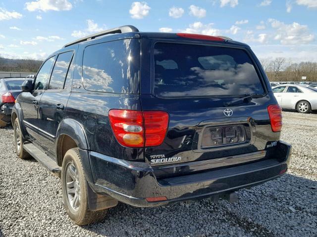 5TDZT38A44S232973 - 2004 TOYOTA SEQUOIA BLACK photo 3