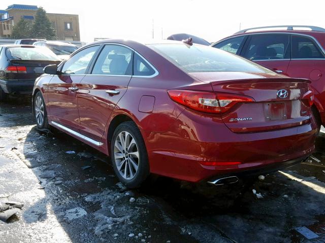 5NPE34AF0FH055535 - 2015 HYUNDAI SONATA SPO RED photo 3