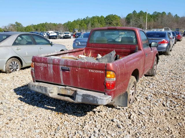 5TENL42NX4Z333440 - 2004 TOYOTA TACOMA RED photo 4