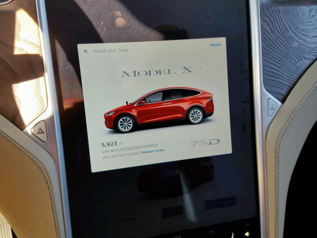 5YJXCDE29GF030052 - 2016 TESLA MODEL X RED photo 8