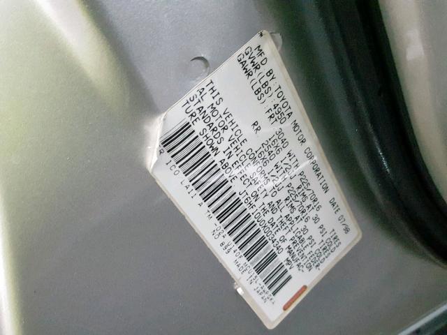 JT6HF10U0X0034340 - 1999 LEXUS RX 300 SILVER photo 10