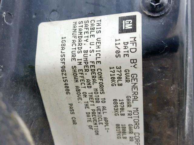 1G8AJ55F96Z154006 - 2006 SATURN ION LEVEL WHITE photo 10