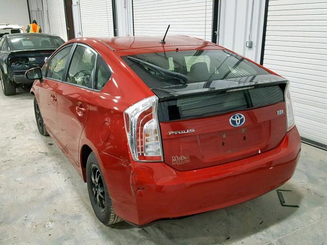 JTDKN3DU6C1602411 - 2012 TOYOTA PRIUS RED photo 3