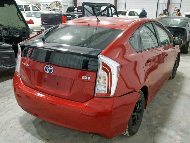 JTDKN3DU6C1602411 - 2012 TOYOTA PRIUS RED photo 4