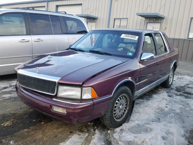 3C3XA5637LT072769 - 1990 CHRYSLER LEBARON LA BURGUNDY photo 2